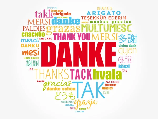 Danke Almanca Teşekkürler Aşk Kelime Bulutu Farklı Dillerde — Stok Vektör