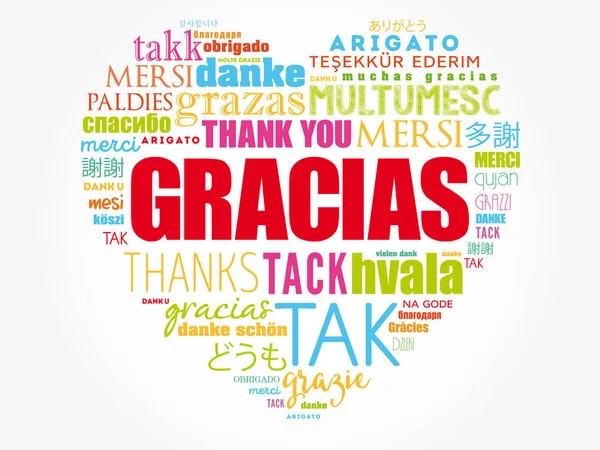 Gracias Thank You Spanish Word Cloud Background All Languages Multilingual — Stock Vector