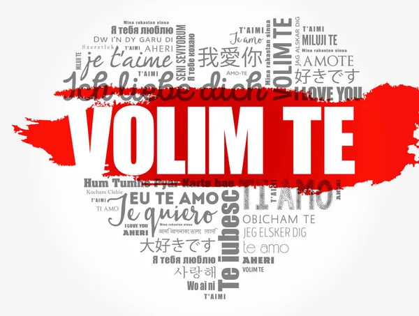 Volim Aime Croate Mot Nuage Amour Coeur Dans Différentes Langues — Image vectorielle