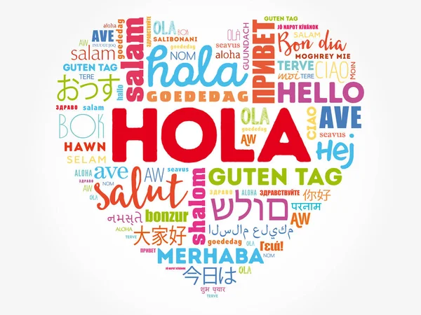 Hola Hello Greeting Español Love Heart Word Cloud Diferentes Idiomas Vector  de stock #367681092 de ©dizanna