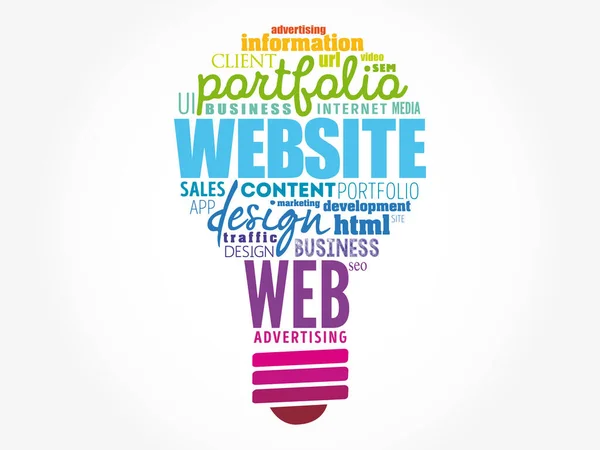 Site Web Bulbe Word Cloud Business Concept Background — Image vectorielle