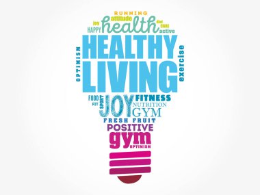 Sağlıklı Yaşayan Ampul Kelime Bulutu, Sağlık Konsepti