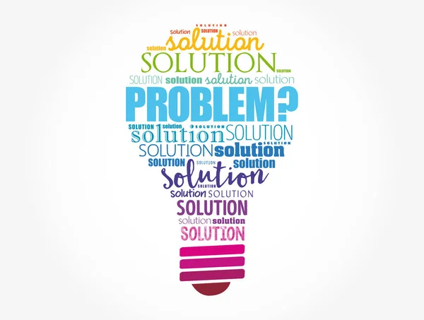 Problem Solution Light Bulb Word Cloud Collage Business Concept Background — Stock Vector