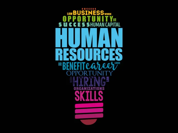Human Resources Light Bulb Word Cloud Colage Business Concept Background — стоковий вектор