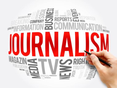 Gazetecilik kelimesi bulut kolajı, sosyal konsept geçmişi