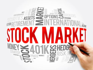 Borsa kelime bulut kolajı, iş konsepti geçmişi