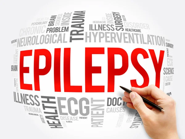 Épilepsie Mot Nuage Collage Santé Concept Fond — Photo