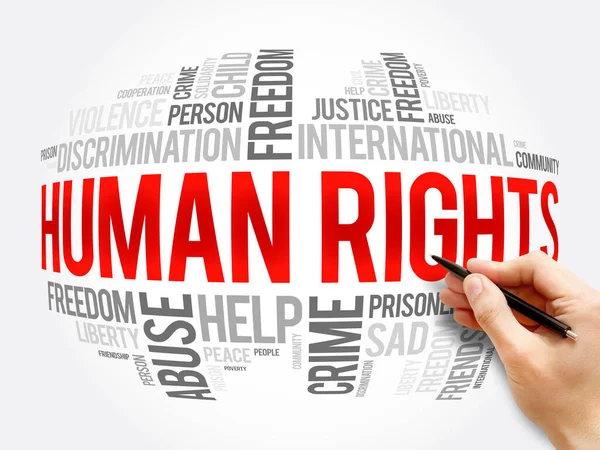 Direitos Humanos Palavra Nuvem Colagem Fundo Conceito Social — Fotografia de Stock