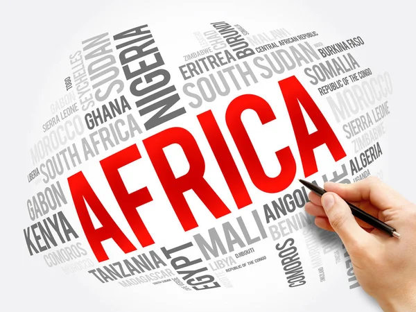 Список Африканских Стран Word Cloud Collage Africa Business Travel Concept — стоковое фото