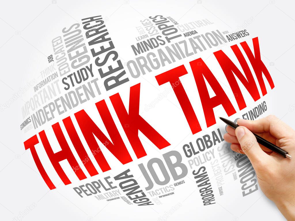 Think Tank word cloud collage, social concept background