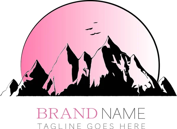 Kámen Příroda Vektorové Ilustrace Izolované Bílém Pozadí Logo Sunset Mountain — Stockový vektor