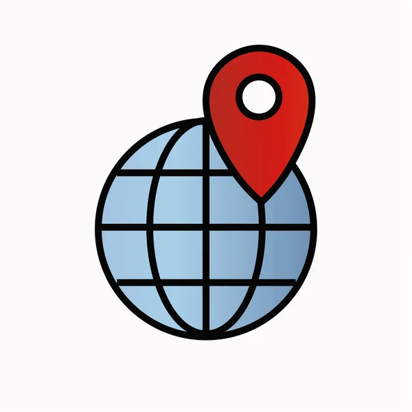 Seyahat ediyorum. Gezegen tanımlaması. Küre. Gezegen ikonu. Beyaz arka planda izole edilmiş. Ofis, robot, iş, okul için illüstrasyon.