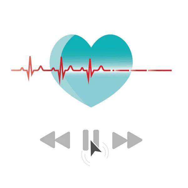 Heart icon, cardiac arrest, pause, stop rhythm, cardio cardiogram. — Stock Vector