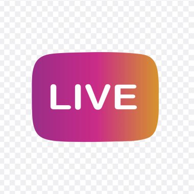 Canlı yayında düz logo - kırmızı vektör tasarım ögesi ile oynat düğmesi. Vektör stok illüstrasyonu