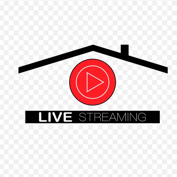Home Live Streaming Vlakke Logo Rode Vector Design Element Met — Stockvector