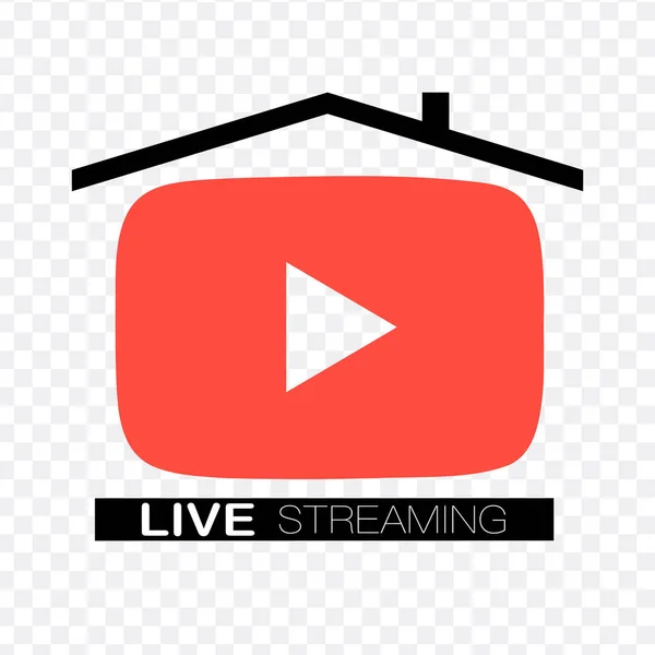 Home Live Streaming Flaches Logo Rotes Vektordesign Element Mit Play — Stockvektor