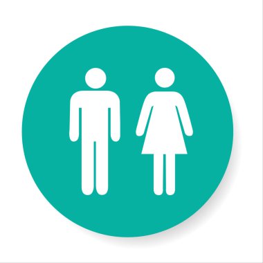 Kadın ve erkek vektör ikonu. İnsanların figürleriyle basit bir illüstrasyon. Kişinin stilize edilmiş siluetleri. Yazdırma ve web için soyut işaret