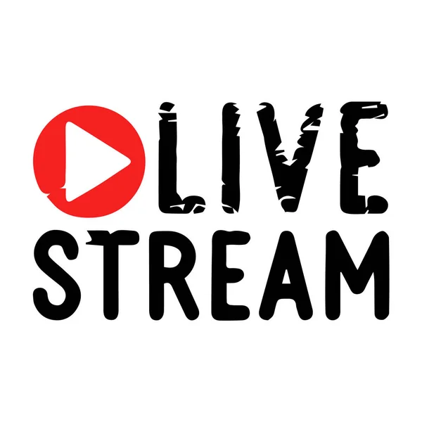 Live Streaming Logo Piatto Elemento Design Vettoriale Rosso Con Pulsante — Vettoriale Stock