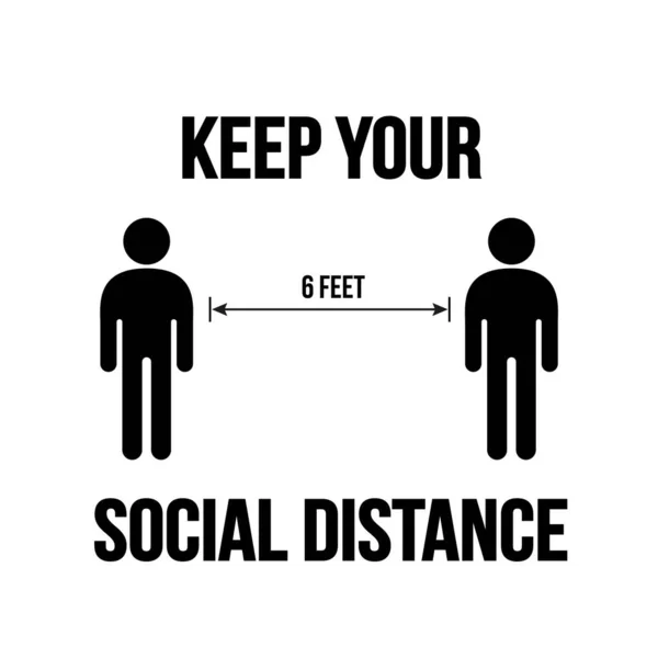 Sosyal Mesafe Simgesi Vektör İllüstrasyonu - 19 virüs.
