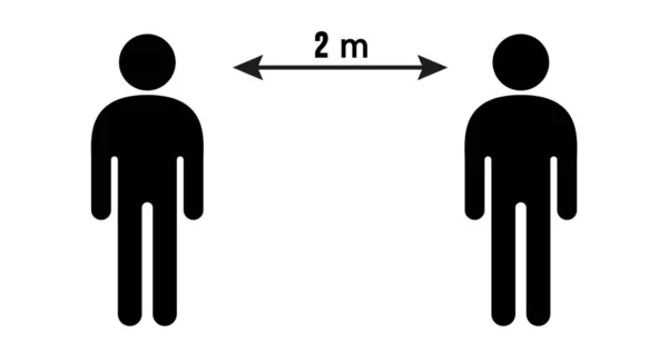 Sosyal Mesafe Simgesi Vektör İllüstrasyonu - 19 virüs.