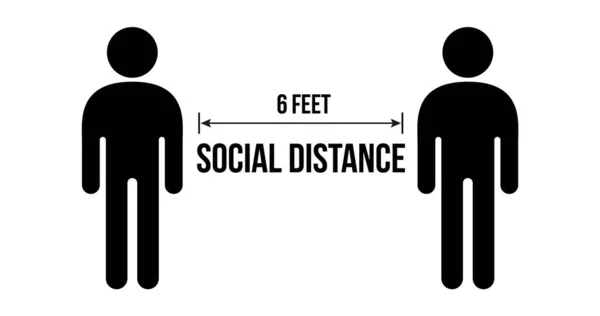 Sosyal Mesafe Simgesi Vektör İllüstrasyonu - 19 virüs.