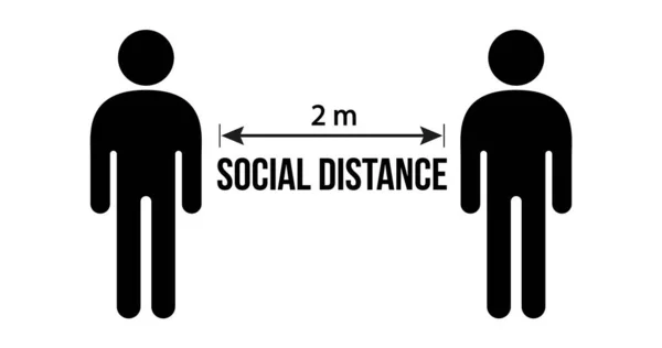 Sosyal Mesafe Simgesi Vektör İllüstrasyonu - 19 virüs.