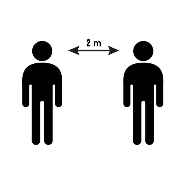 Sosyal Mesafe Simgesi Vektör İllüstrasyonu - 19 virüs.