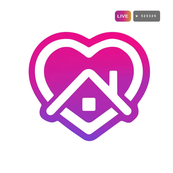 Stay Home Heart Purple Pink Color Home Sticker Symbol Vector — Stock Vector