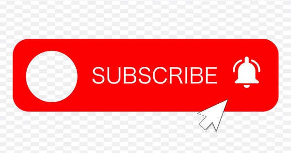 Subscribe Button Red Color Handon Transparent Background You Tube Channel — Stock Vector