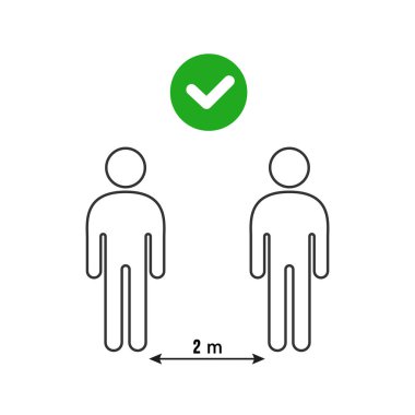 Social distancing icon. Keep the 1-2 meter distance. Coronovirus epidemic protective. Vector illustration clipart