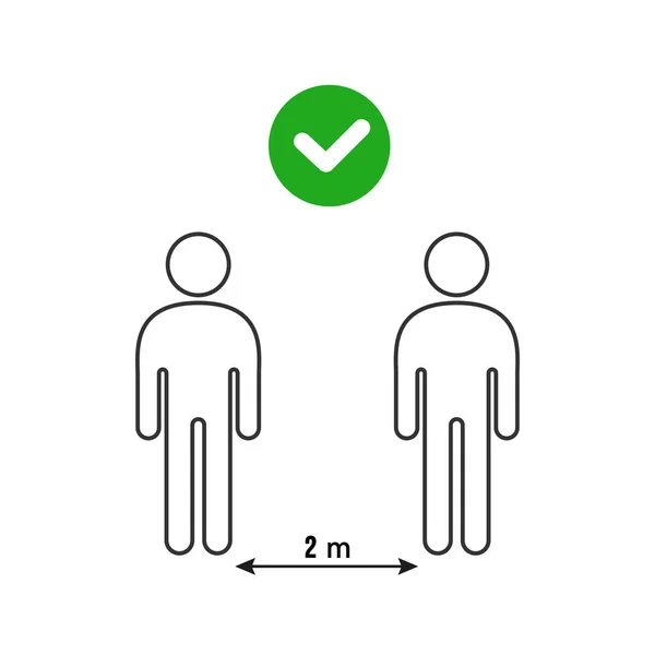 Sosyal uzaklık simgesi. 1-2 metrelik mesafeyi koruyun. Coronovirüs salgını koruyucu. Vektör illüstrasyonu