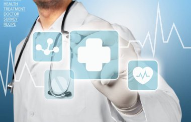 Tıbbi simge ve genç doktor 