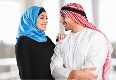 happy muslim arab couple clipart