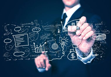işadamı ve analytics sembolleri