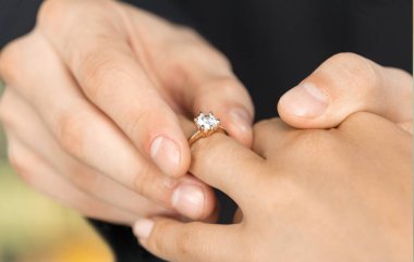 Groom Putting the Wedding Ring on bride clipart