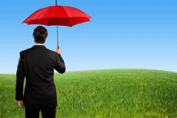 Portrait of  businessman with umbrella — Stock Photo, Image