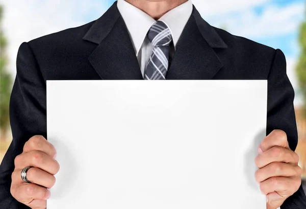 Retrato de hombre de negocios con cartel —  Fotos de Stock