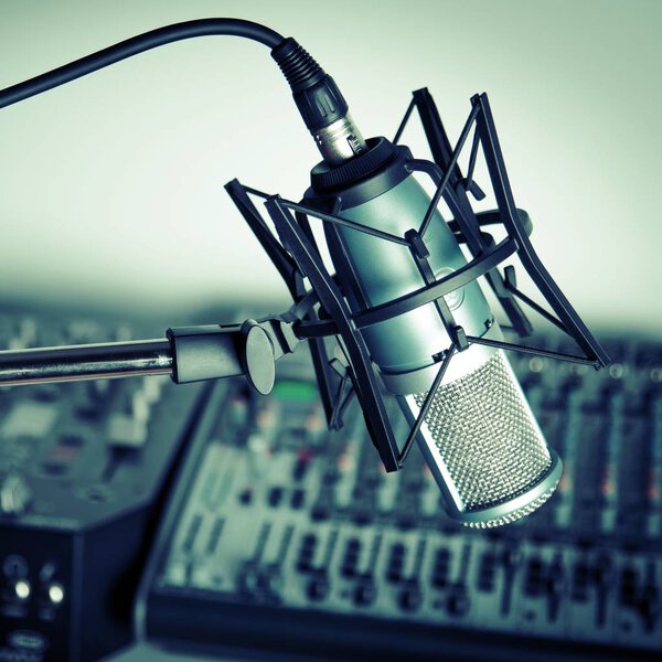 microphone and  digital studio mixer 