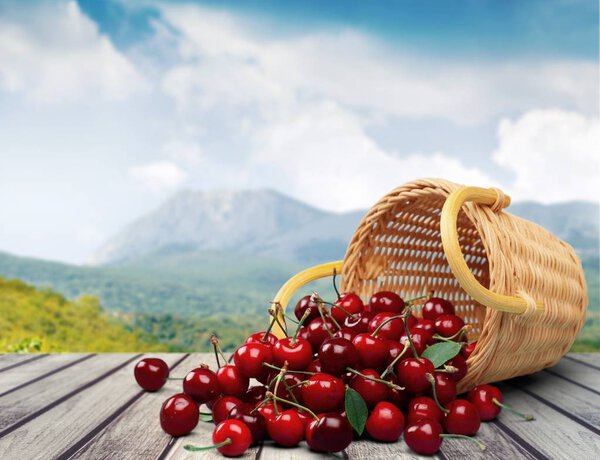 red cherries in busket