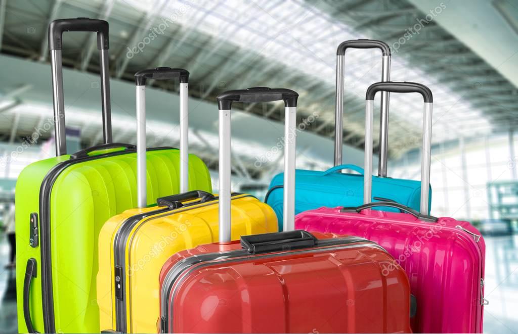 luggage bags on background