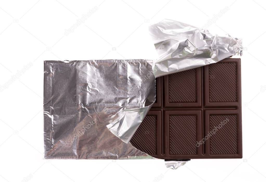 chocolate bar wrapped in foil 