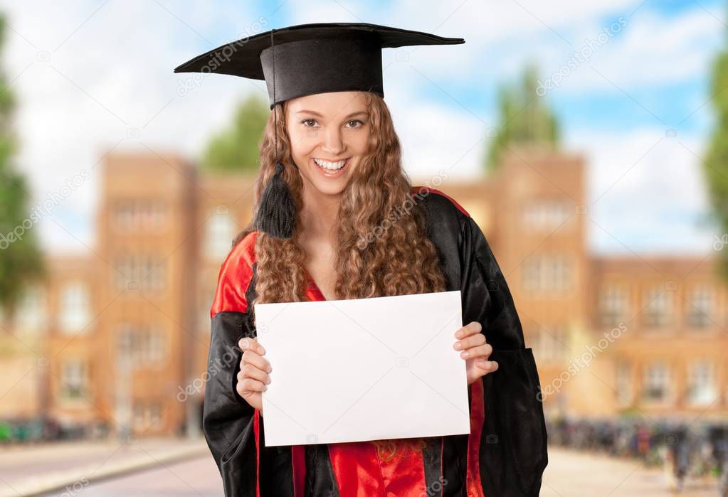 graduating student girl in an academic gown