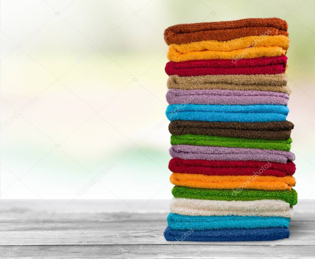 Pile of  fluffy towels