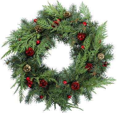 Köknar ağacı Noel çelenk yaptı