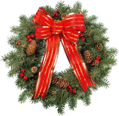 Köknar ağacı Noel çelenk yaptı
