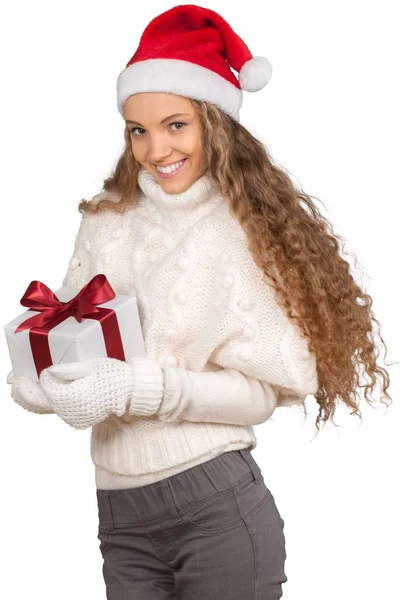 Frau mit vielen Geschenkverpackungen — Stockfoto