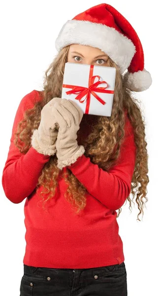 Mujer con muchas cajas de regalo — Foto de Stock