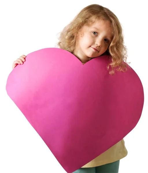 Chica con un corazón de papel — Foto de Stock