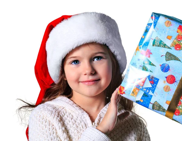 Маленька дівчинка з подарунковою коробкою — стокове фото