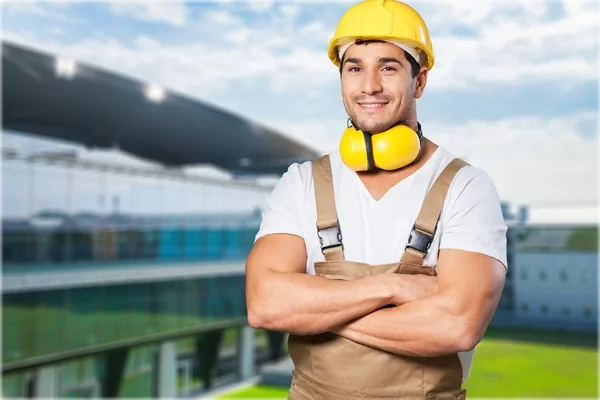 Young foreman with hard hat — Stock Photo, Image